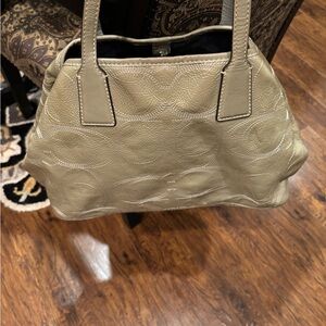 Coach Embossed Gray Shoulder Bag